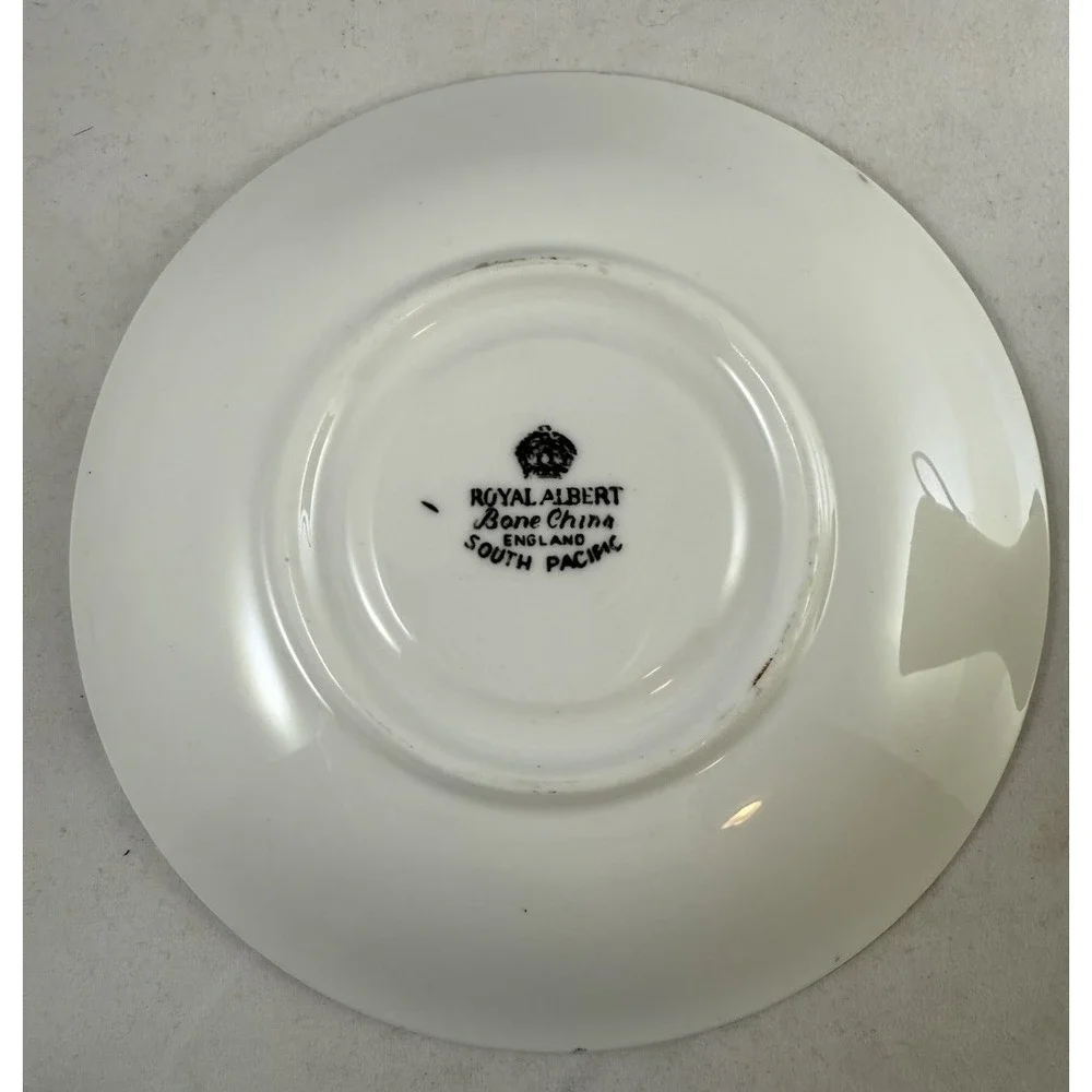 Mid Century Modern Teacup Royal Albert South Pacific Saucer Black Yellow Atomic